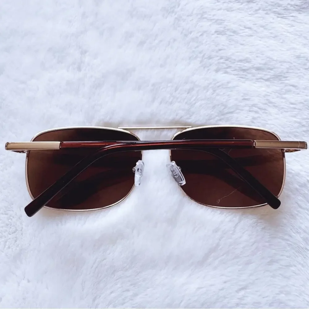 Troy Brown Rectangular Polarized Sunglasses
